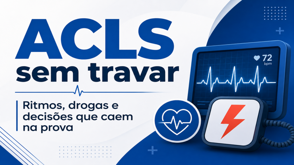 Capa do artigo ACLS sem travar - ritmos, drogas e decisões que caem na prova de residência médica