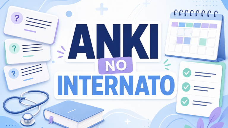 Capa sobre Anki no internato com flashcards e checklist de revisão para estudantes de medicina