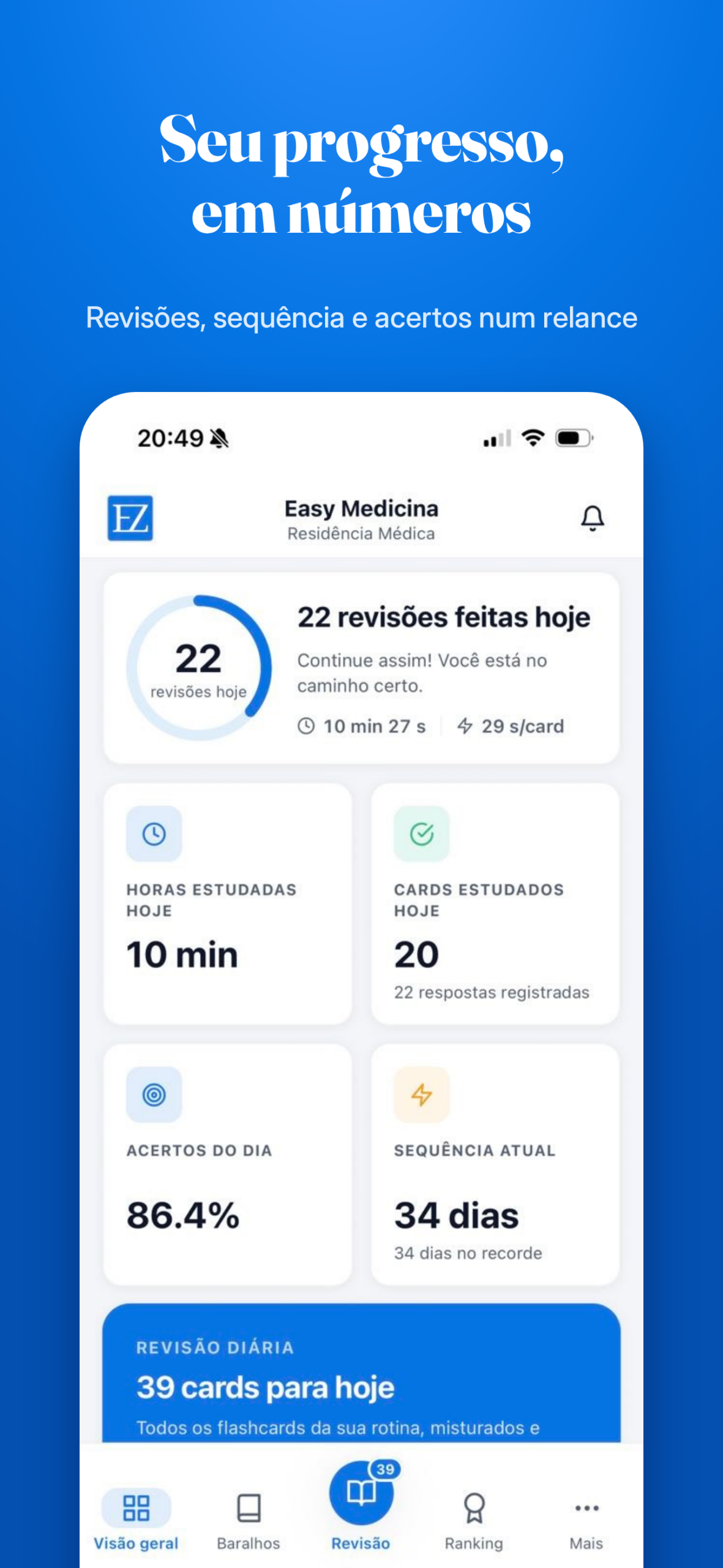 Tela inicial do app Easy Medicina para estudar medicina e residência médica