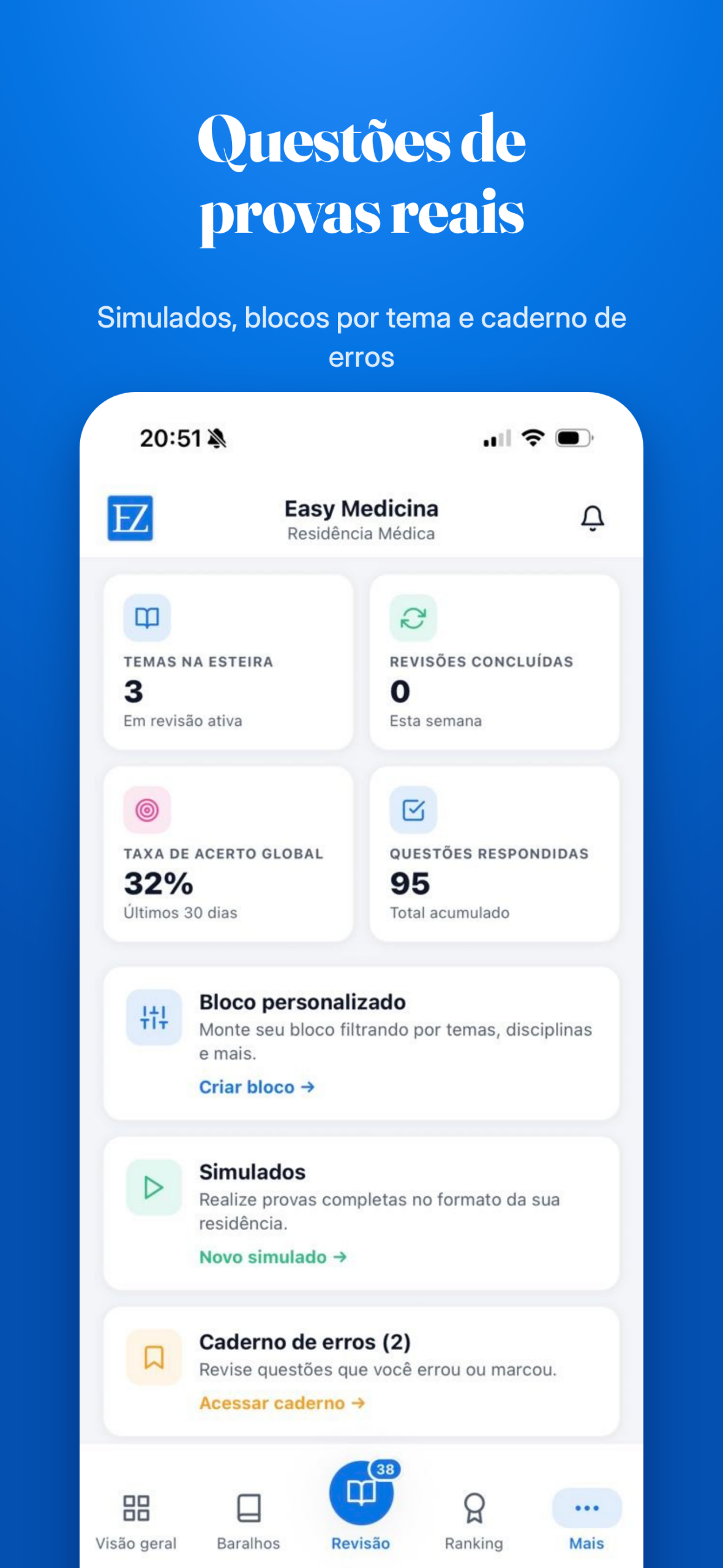 Banco de questões do app Easy Medicina para treinar provas de residência médica