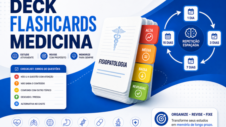 Deck de flashcards de medicina: como montar um que realmente aparece na revisão