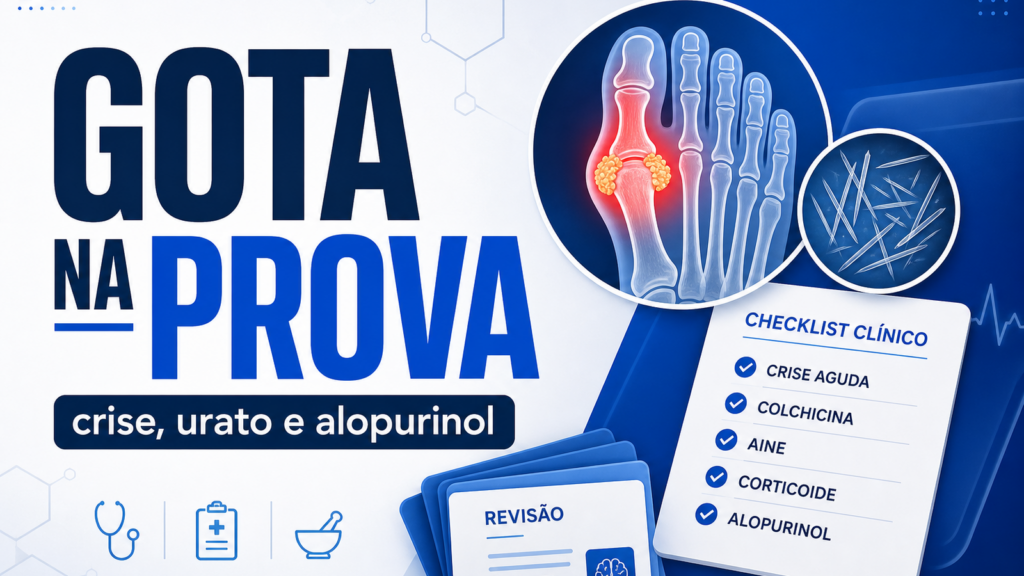 Capa do artigo sobre gota residência médica com crise aguda, urato e alopurinol