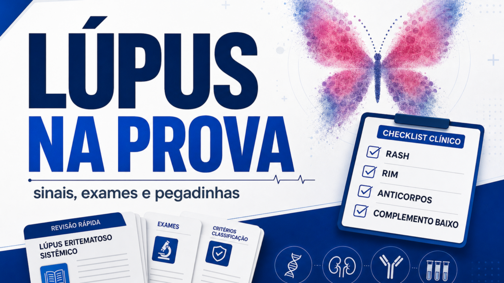 Capa do artigo sobre lúpus eritematoso sistêmico residência com sinais, exames e pegadinhas de prova