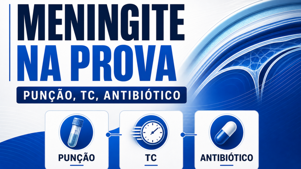 Capa do artigo meningite residência médica com fluxo de punção, tomografia e antibiótico