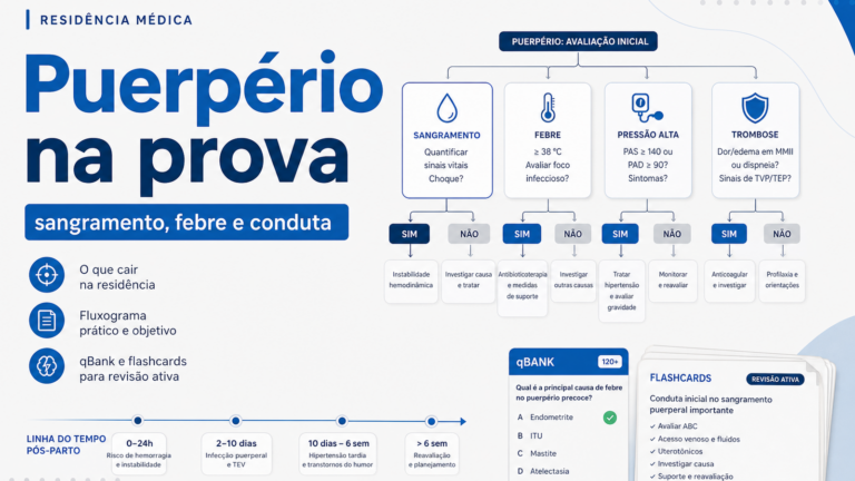 Puerpério na prova: sangramento, febre e sinais que mudam a conduta