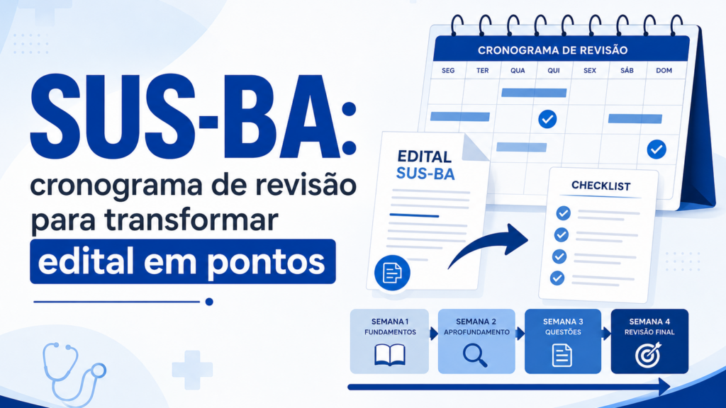 Capa do artigo SUS-BA residência cronograma, com calendário de revisão e edital em destaque