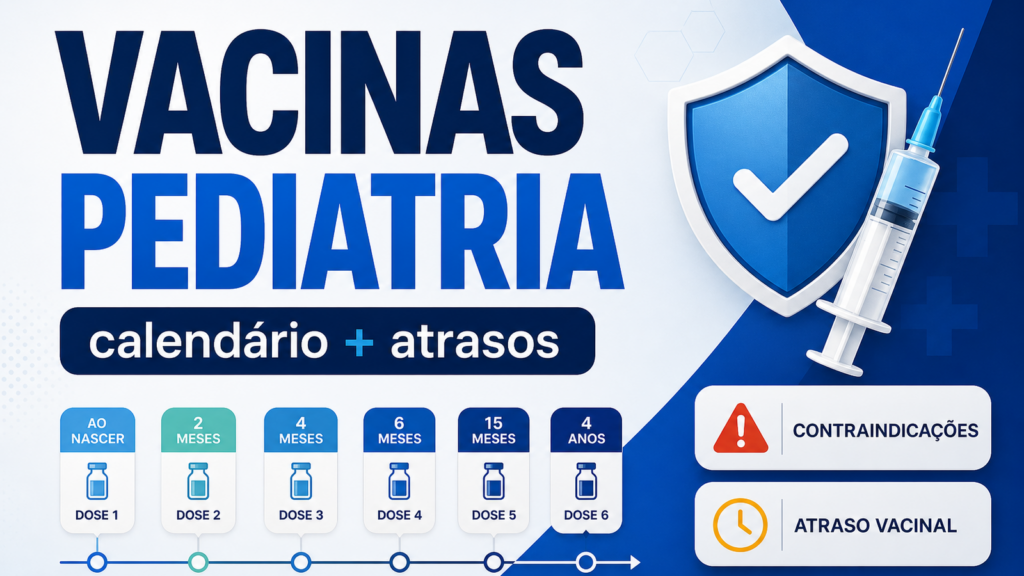 Capa do artigo vacinas pediatria residência com calendário vacinal atrasos e contraindicações