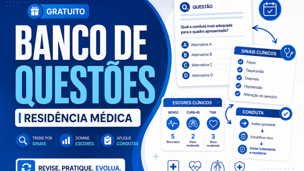 Banco de questões residência médica gratuito com sinais, escores e condutas
