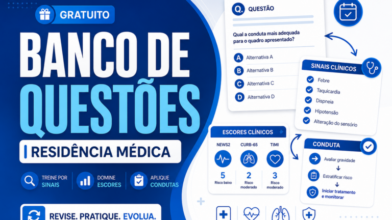 Banco de questões de residência médica gratuito: como treinar por sinais, escores e condutas