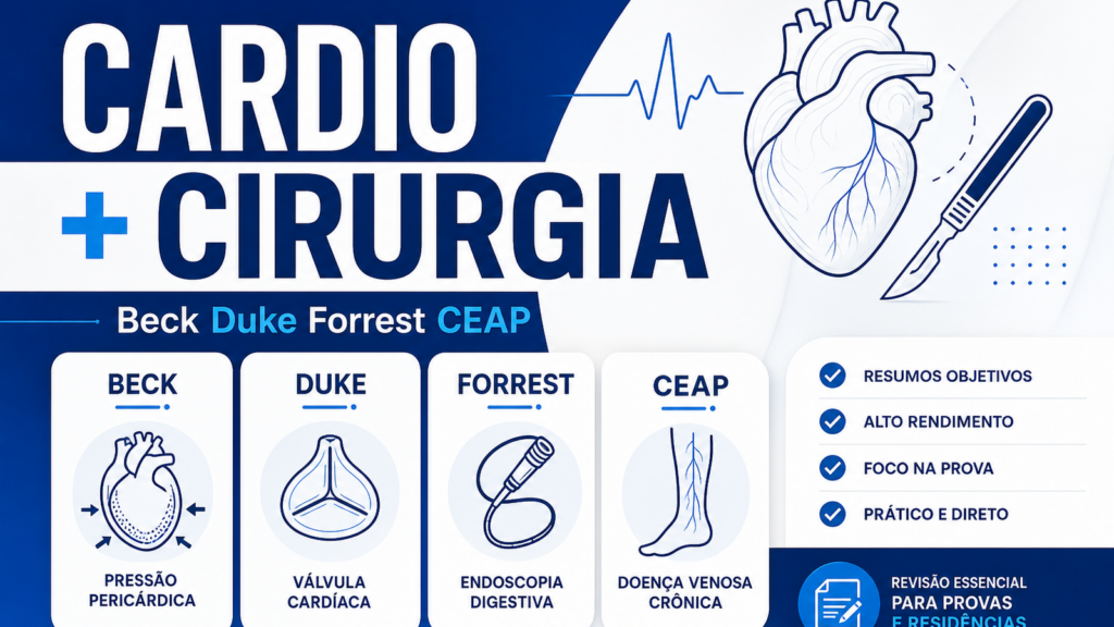 Cardiologia cirurgia residência com classificações Beck, Duke, Forrest e CEAP em questões