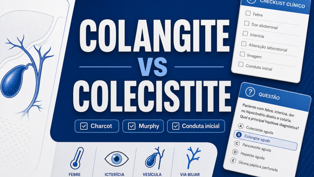 Capa do artigo colangite colecistite residência com Charcot, Murphy e conduta inicial