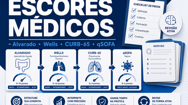 Escores médicos na residência: Alvarado, Wells, CURB-65 e qSOFA sem decorar