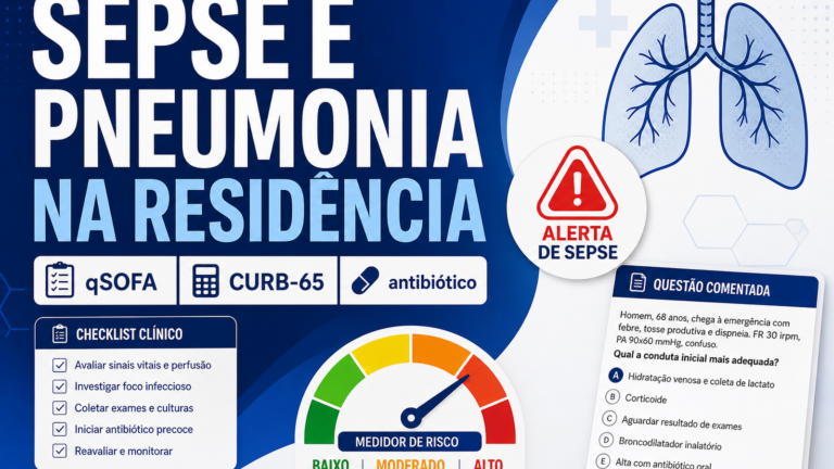 Sepse e pneumonia na residência: qSOFA, CURB-65 e antibiótico sem travar
