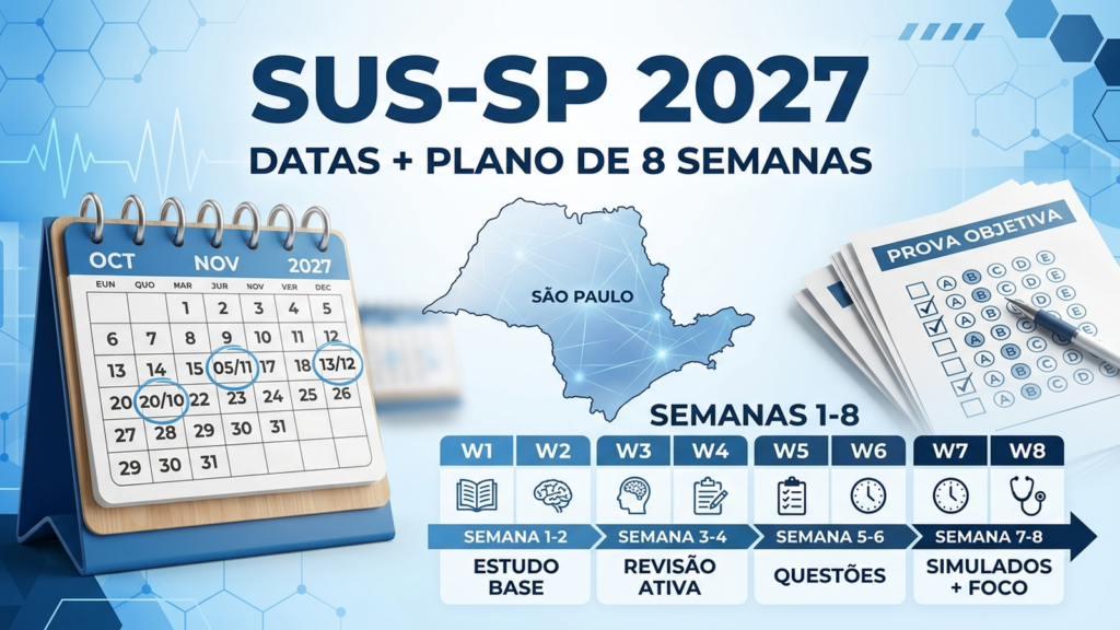 SUS-SP 2027: inscrições, data da prova e como estudar para a Vunesp